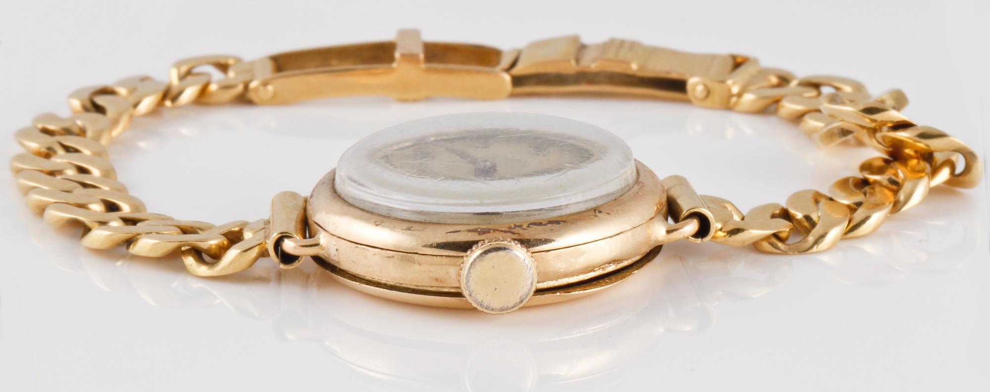 DAMARMBANDSUR, 14 K guld, 1900-talets första hälft. Total vikt 26 g.