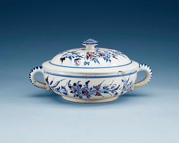 731. A Swedish Rörstrand faience tureen with cover, 18th Century.