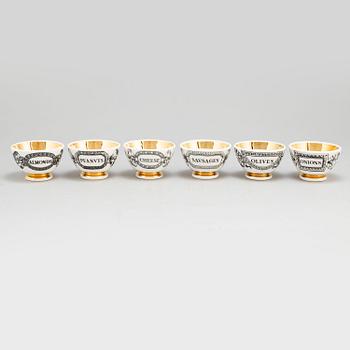 FORNASETTI, skålar, 6 st, porslin, Milano, Italien.