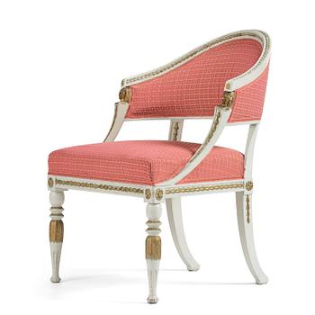 56. A late Gustavian open armchair attributed to E. Ståhl (master in Stockholm 1794-1820).