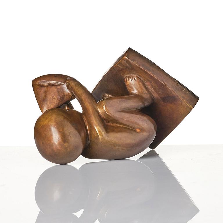 Lisa Larson, sculpture, bronze, "Storseglar'n", Scandia Present, ca. 1978, ed. 181/999, with original box and folder.