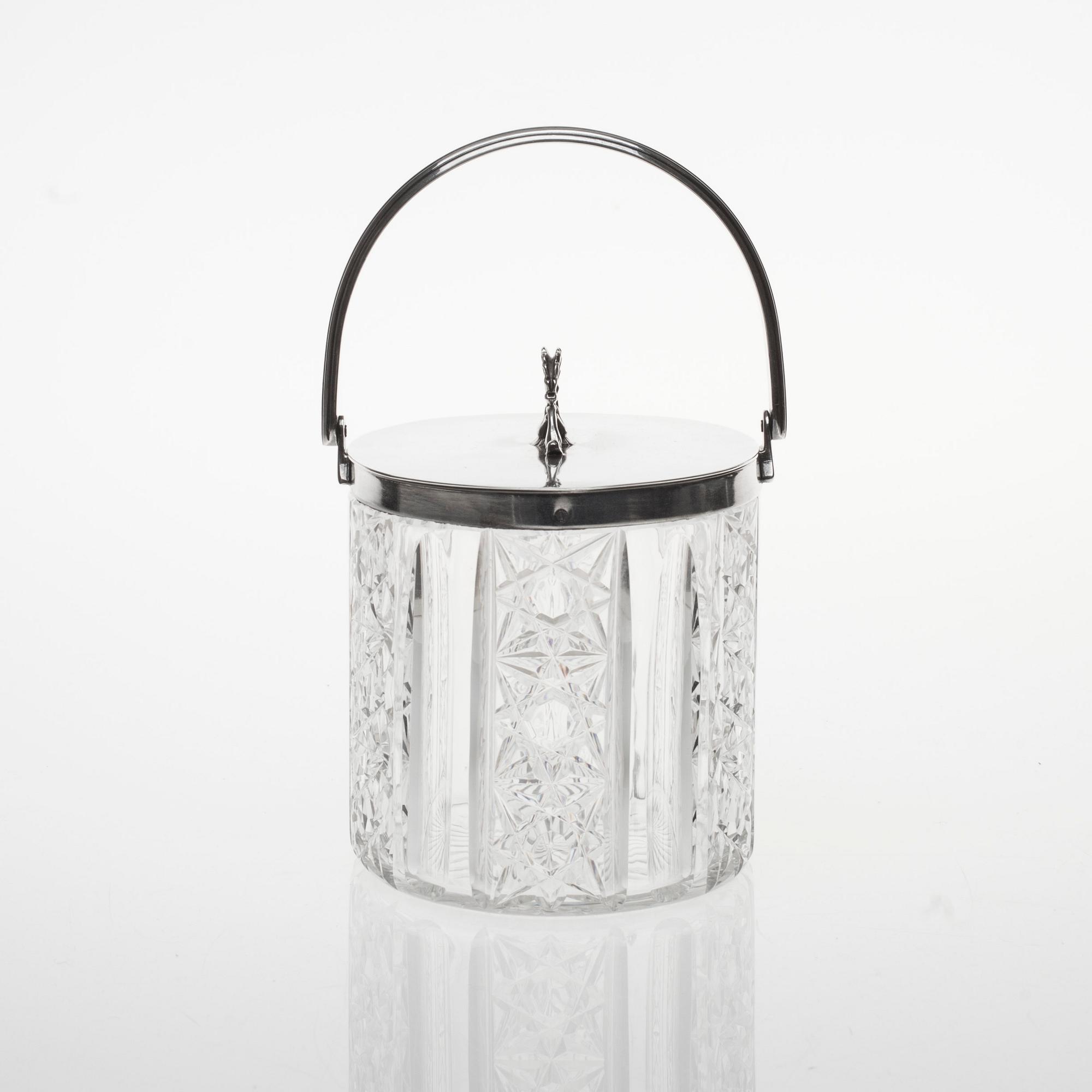 KÄRL med LOCK, försilvrad och kristall, art déco, Athur Krupp Berndorfer, Metallwarenfabrik, Österrike 1920-tal.