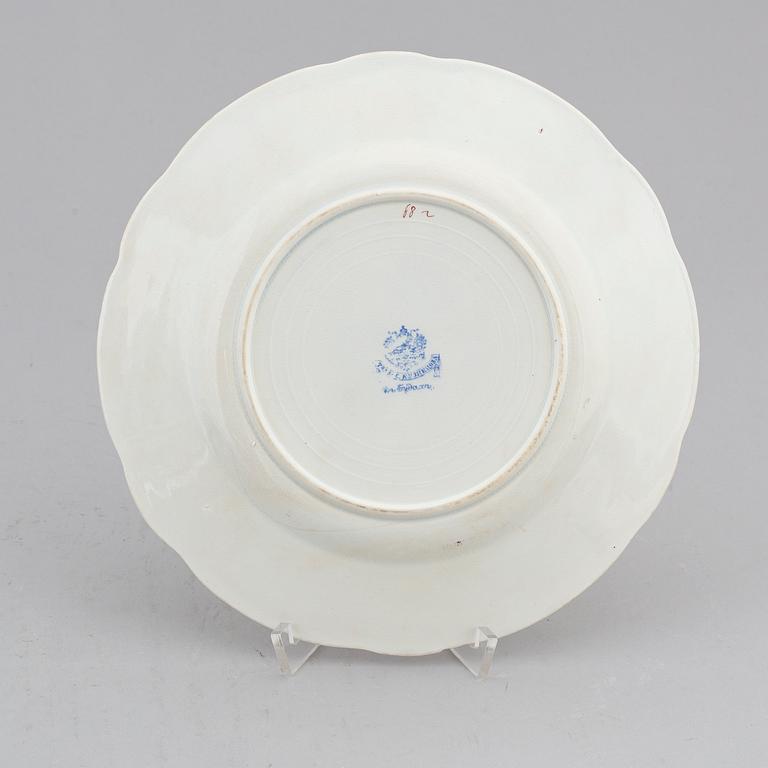 Five Russian faiance dishes, Kuznetsov, 1890-1917.