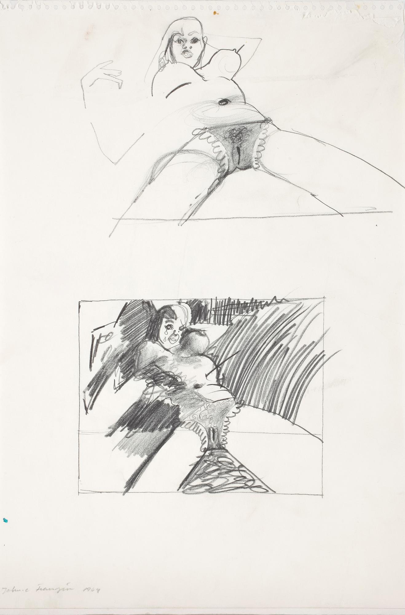 JOHN-E FRANZÉN, blyers på papper. Signerad John-e Franzén och daterad 1964.