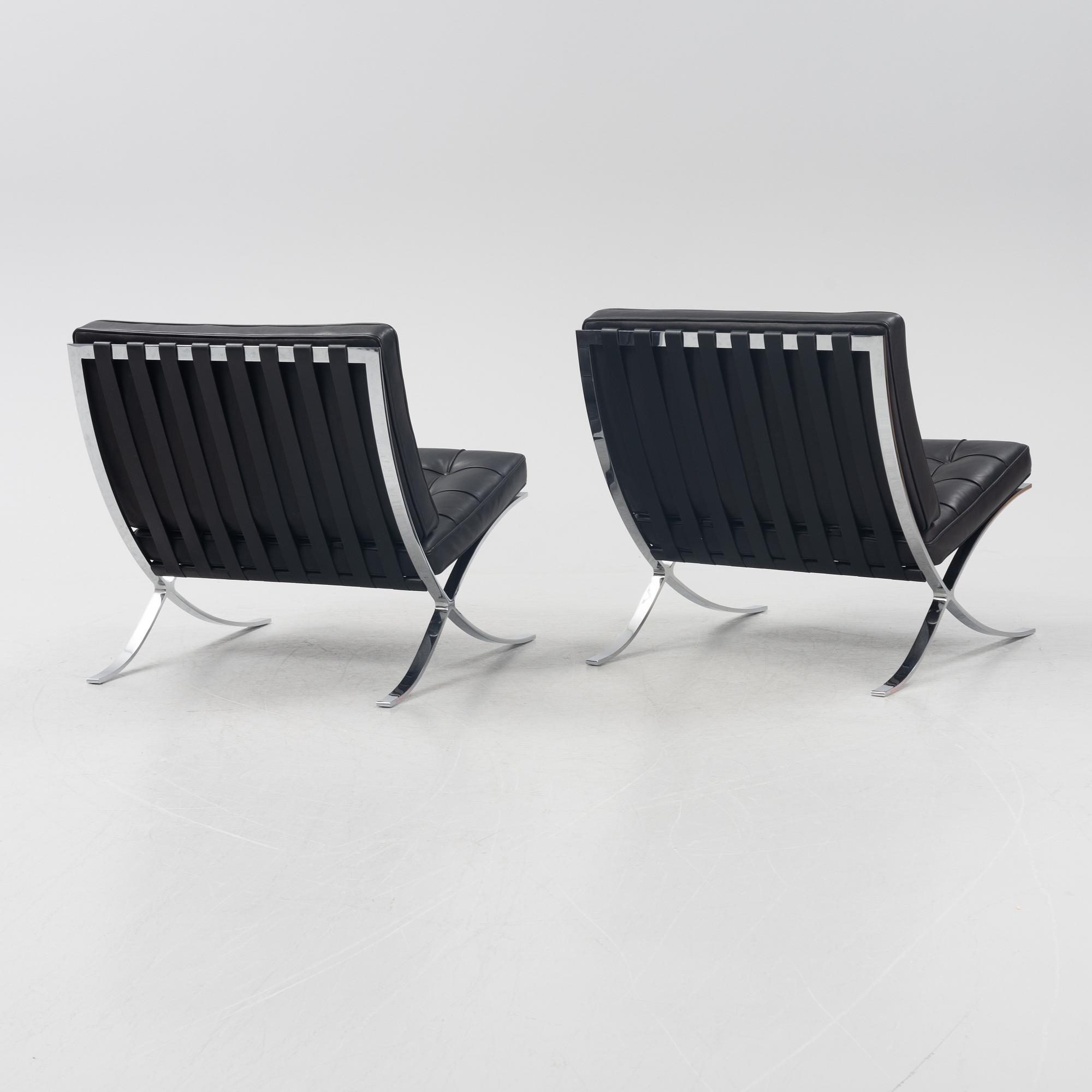 Ludwig Mies van der Rohe, a pair of 'Barcelona' lounge chairs, Knoll.