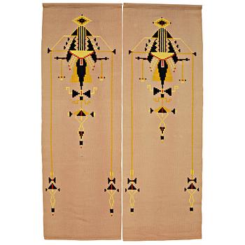352. DRAPES, 1 pair, flat weave, 224,5 x 75 and 223,5 x 75 cm, designed by Gösta Adrian-Nilsson (GAN).