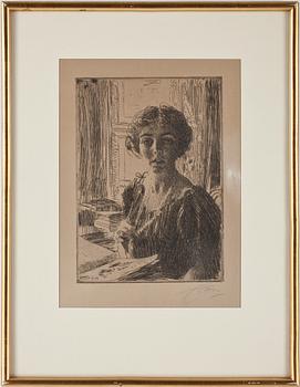 Anders Zorn · ANDERS ZORN, etsning, plåtsignerad och daterad 1914, blyertssignerad.