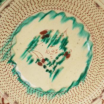 a earthenware plate dated 1843.