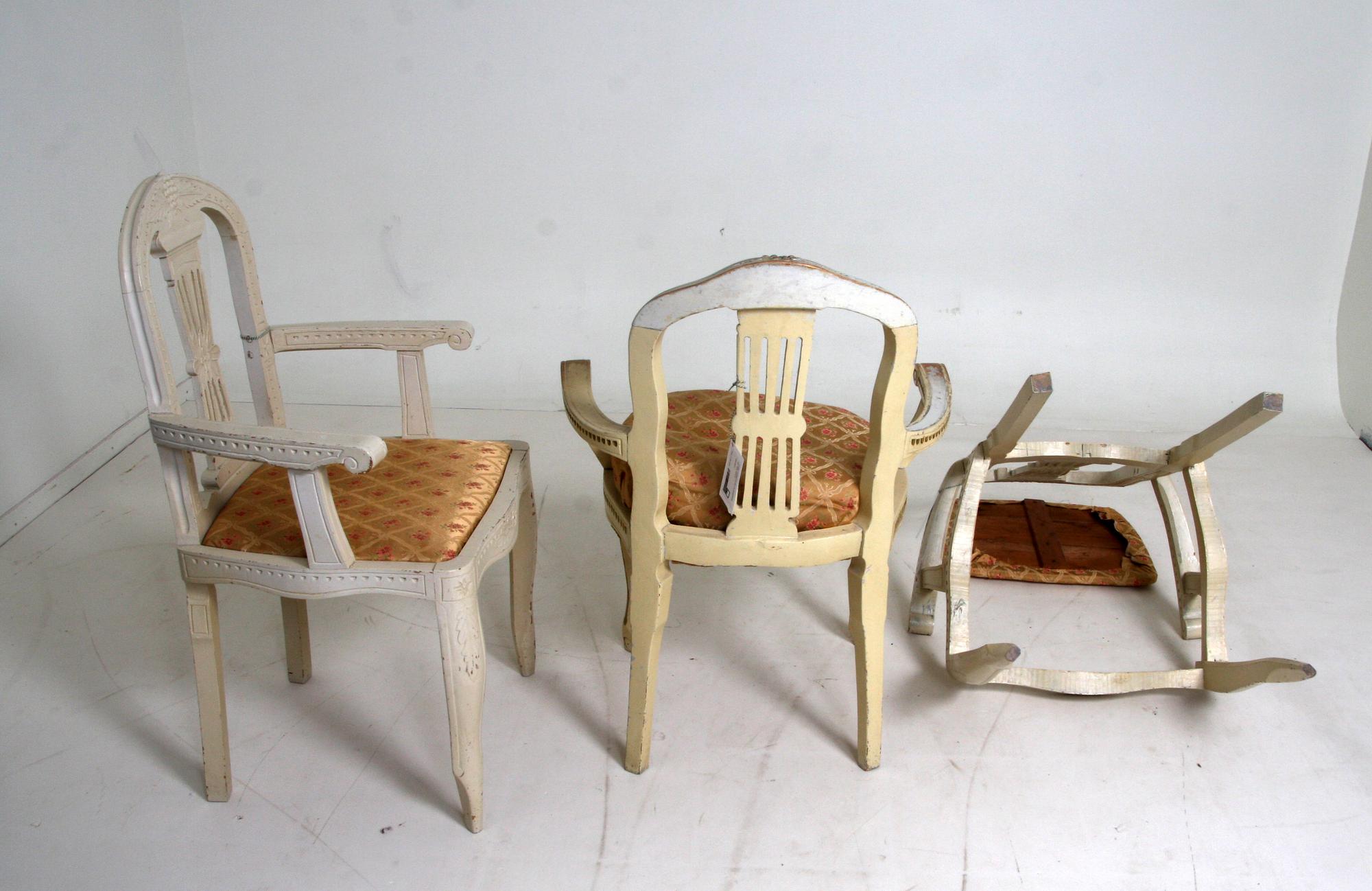 KARMSTOLAR, 3 st, gustaviansk stil, 1800-1900-tal.