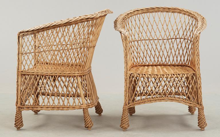 FÅTÖLJER, ett par, rotting, 1900-talets första hälft.