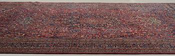 A CARPET,  a semi-antique Mashad, ca 544,5 x 356 cm, signed "Work by Makhmalbaf".