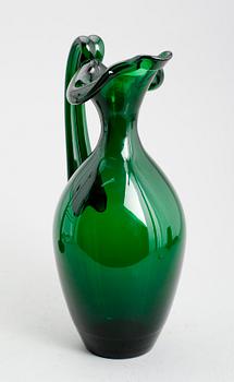 An Edward Hald emerald green glass wine-pitcher, Sandvik/Orrefors ca 1929.