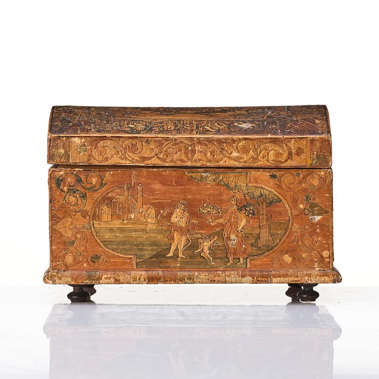 A straw-marquetry box, later part 18th century.