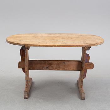 A swedish pine trestle table 18/19th century.