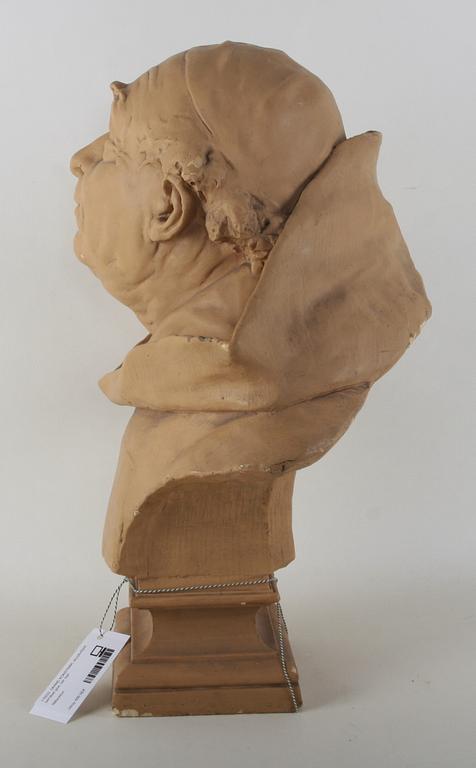 OKÄND KONSTNÄR, skulpturbyst, bemålad gips, bär sign.