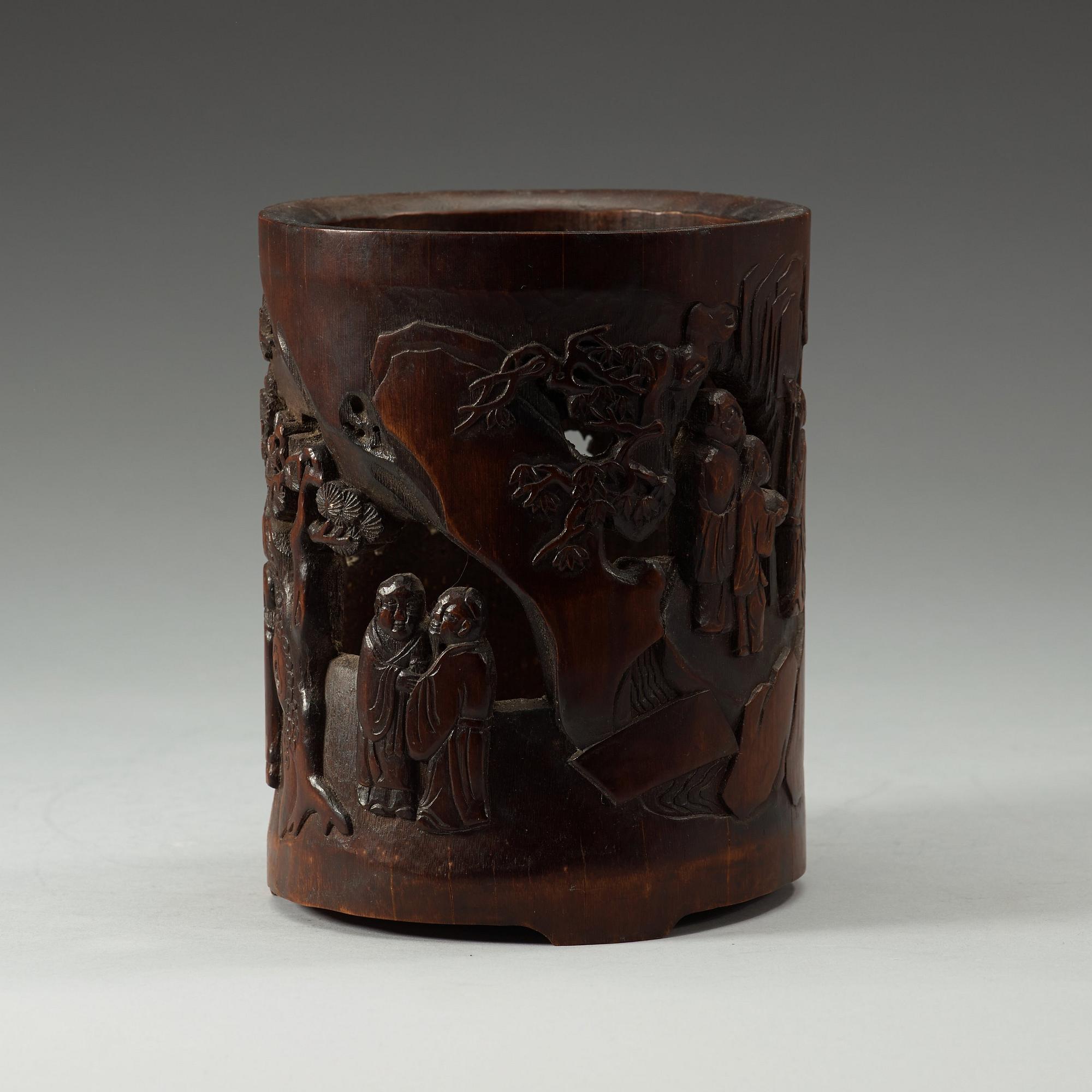 PENSELVAS, bambu. Kina, troligen sen Qing dynastin (1644-1912).