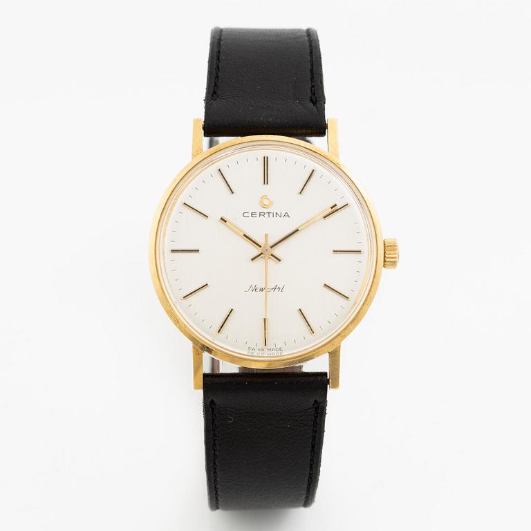 Certina, New Art, 18K gold, wristwatch, 33.5 mm.