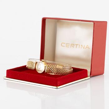 Certina, 18K guld, länk i 18K guld, armbandsur, 17 mm.