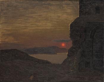 827. Pelle Swedlund, Skymning över ruiner.