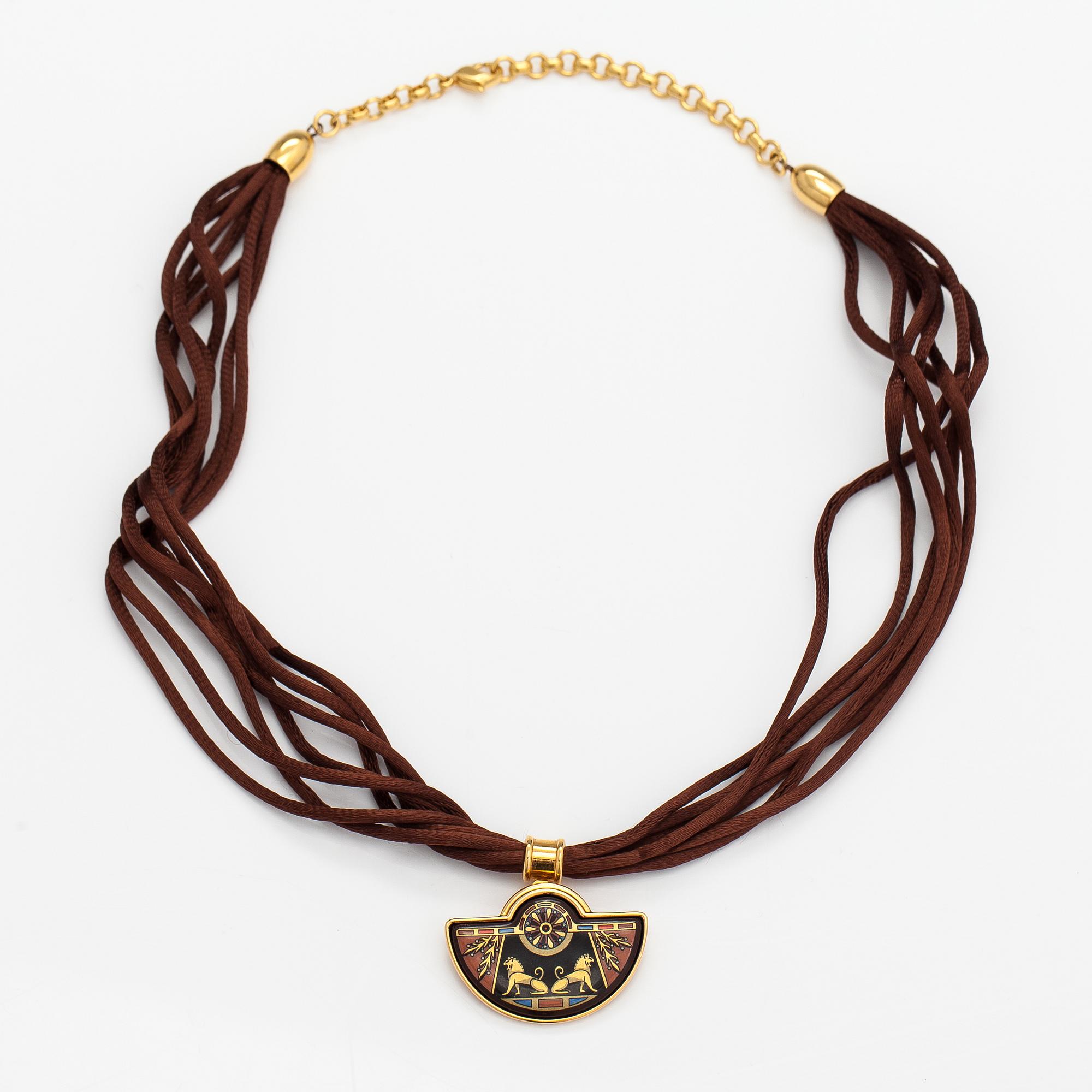 Frey Wille, a necklace made of gold coloured metal and enamel. Marked Frey Wille.