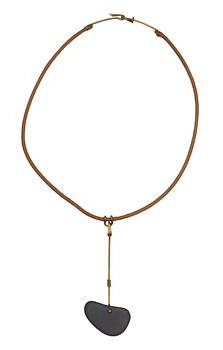 687. A Torun Bülow Hübe, leather and brass necklace, Sweden ca 1950,