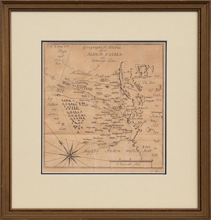 Map, "Geographical chart of Ålhem parish in Calmar County", 18th century.