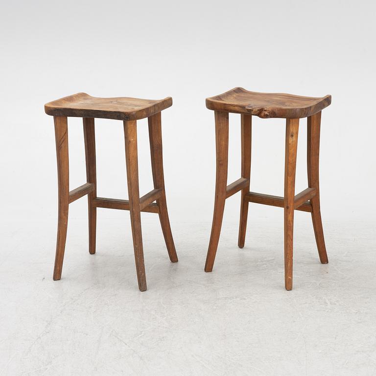 Six bar stools, late 20th Century.