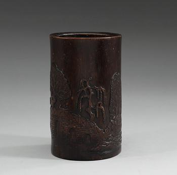 A Japanese bambu brush pot, early 20th Century.