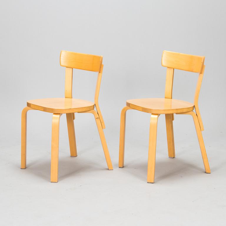 Alvar Aalto, stolar, 4 st, modell 69, Artek, 1900-talets slu.