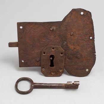 A ca 1700 iron door lock.
