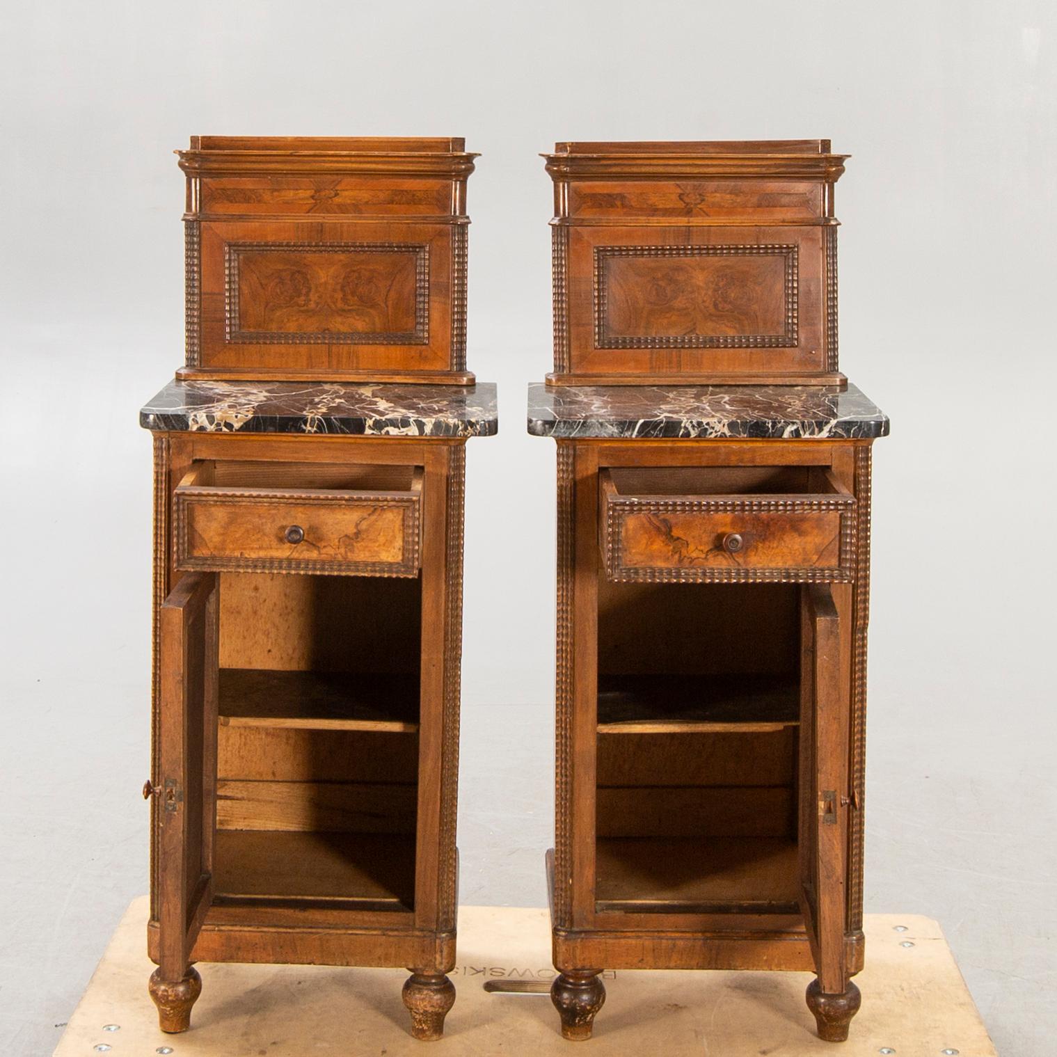 Bedside table / cupboard, a pair, first half of the 20th century.