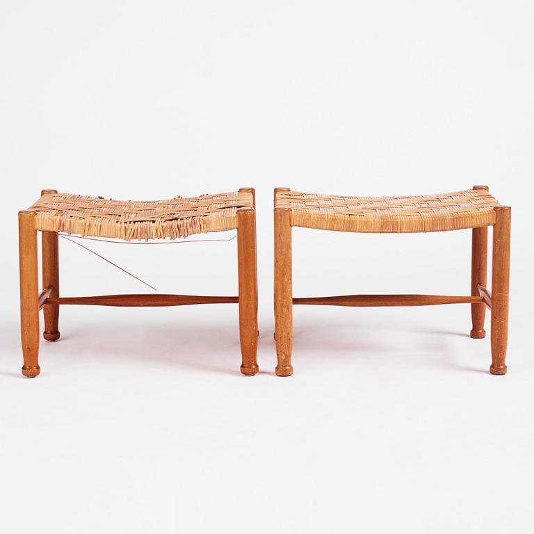 Josef Frank, a pair of stools model "686", Firma Svenskt Tenn, Sweden mid-20th century.