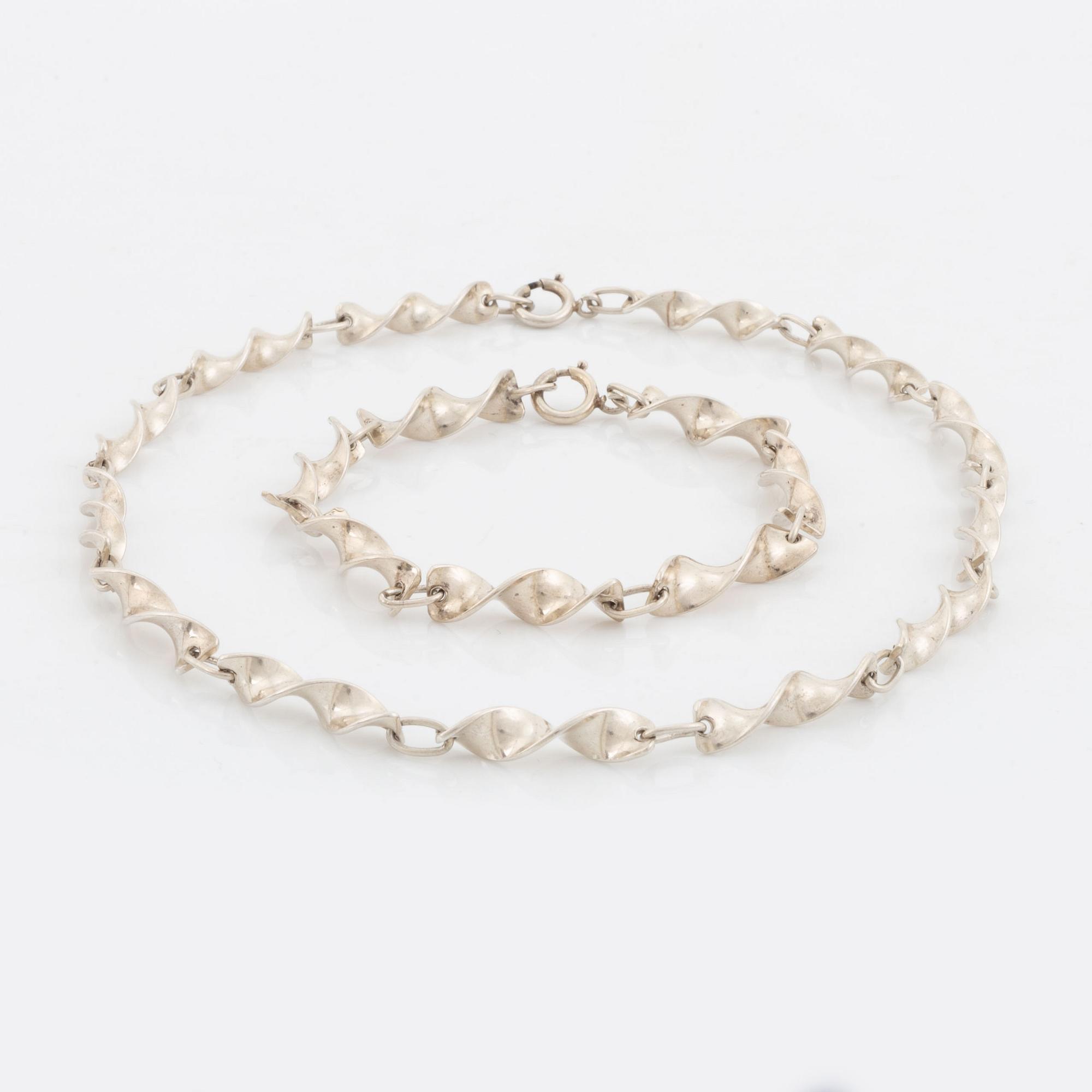 Silver bracelet and necklace, Arne Johansen.