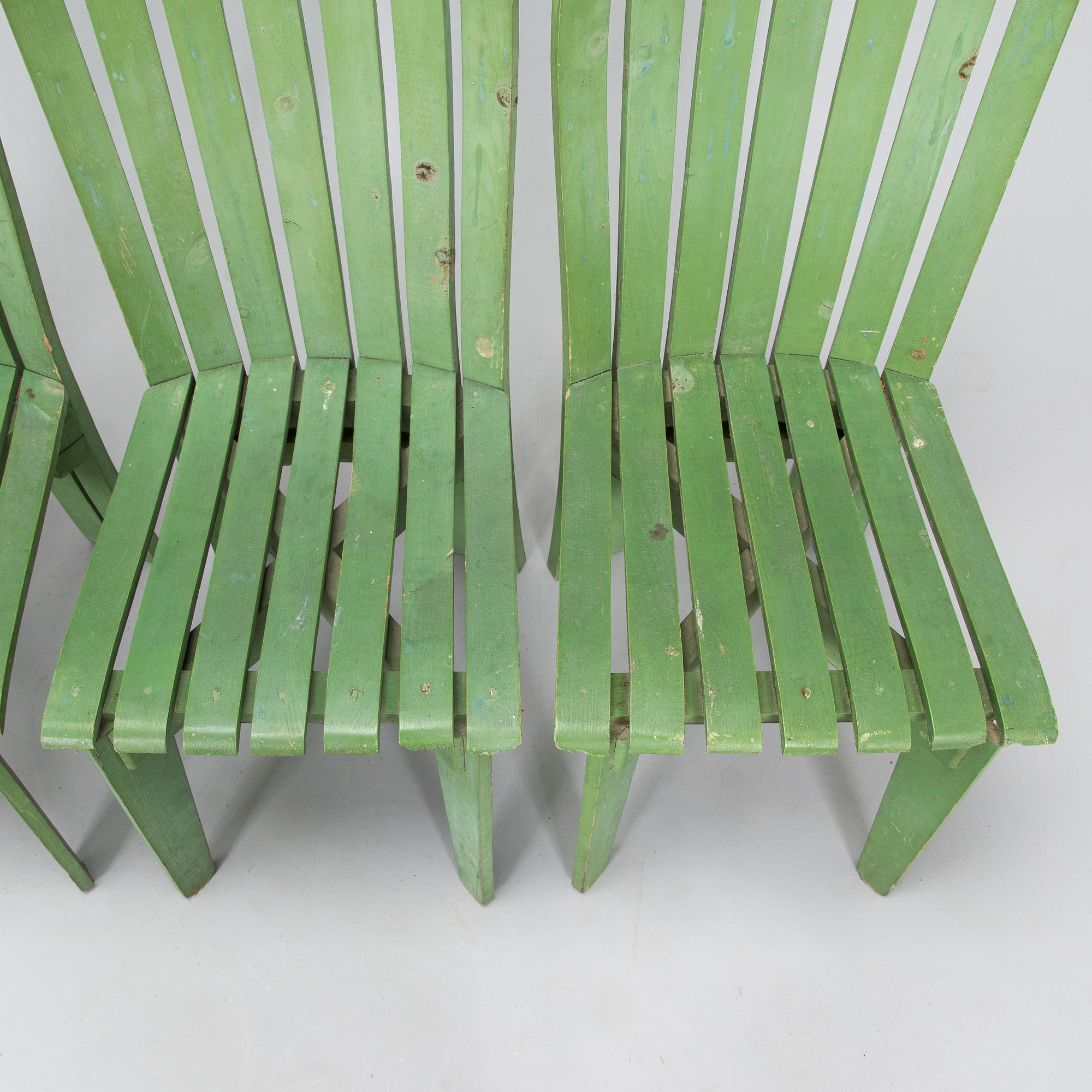 Alvar & Aino Aalto, Four early 1950s 'Aurinko' (Sun-serial) garden chairs, model 910  for O.Y. Huonekalu- ja Rakennustyötehdas A.B.