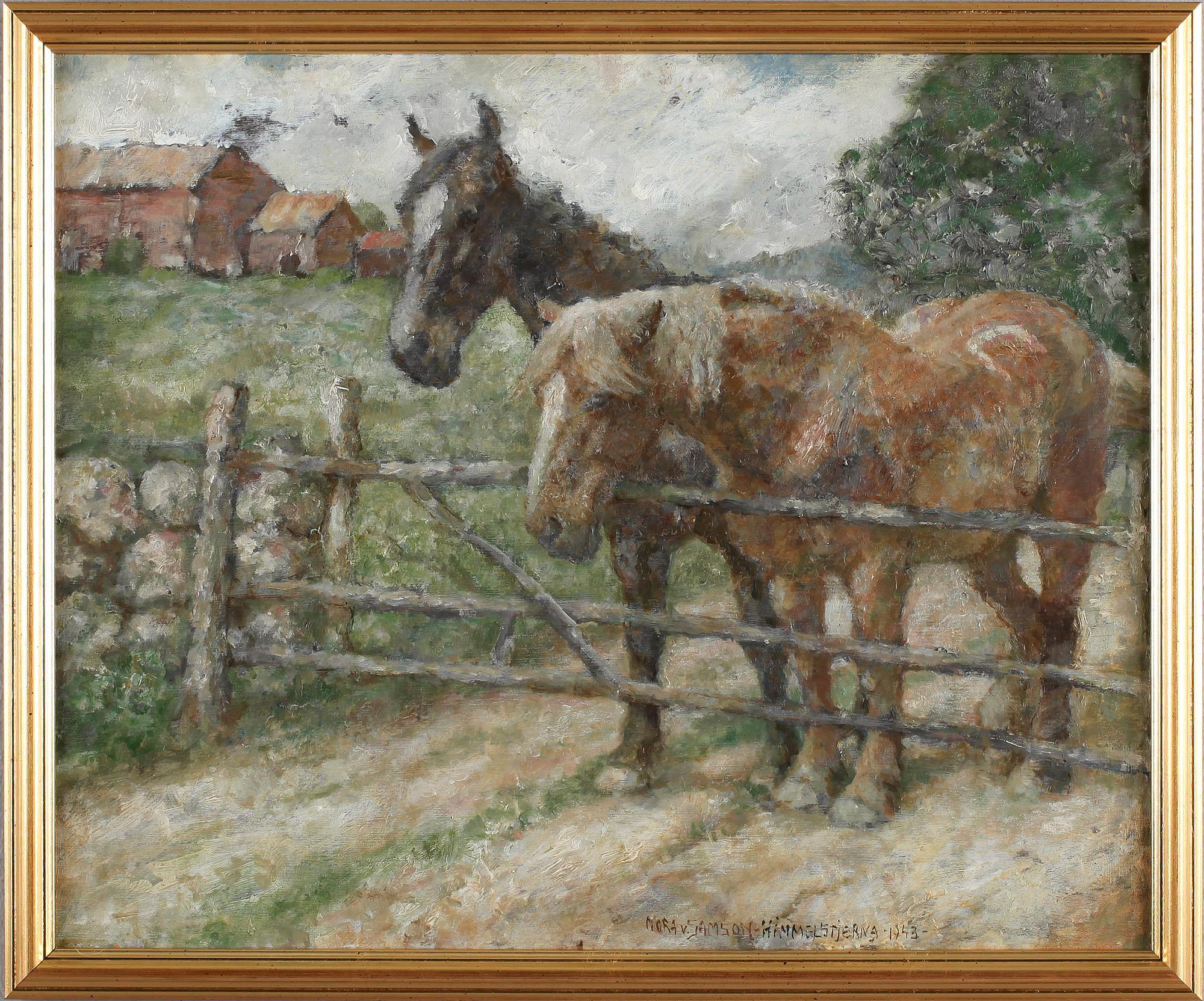 NORA VON SAMSON-HIMMELSTIERNA, olja på pannå, signerad och daterad 1943.