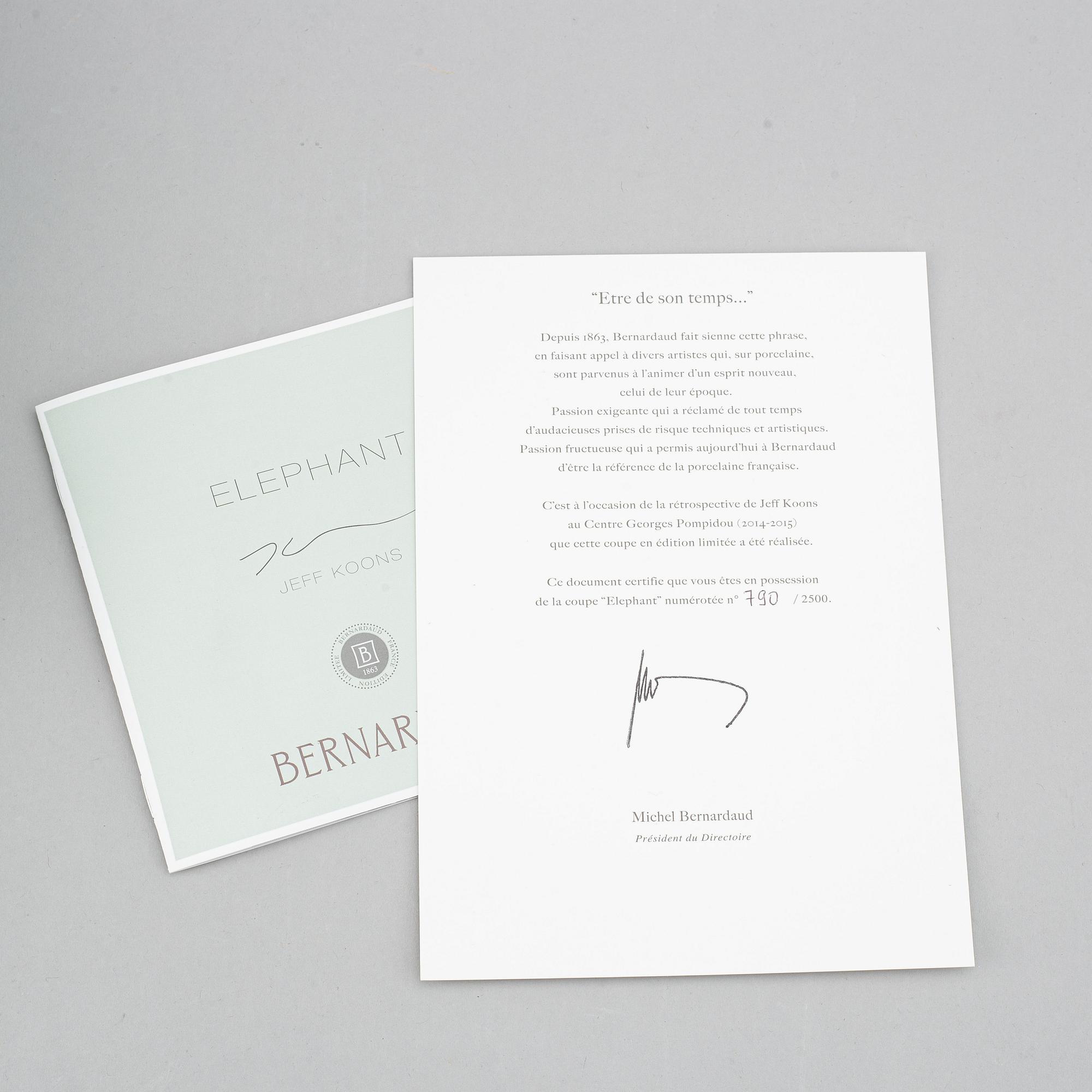 JEFF KOONS, An 'Elephant' porcelain plate by Jeff Koons, Bernardaud, edition 785/2500.