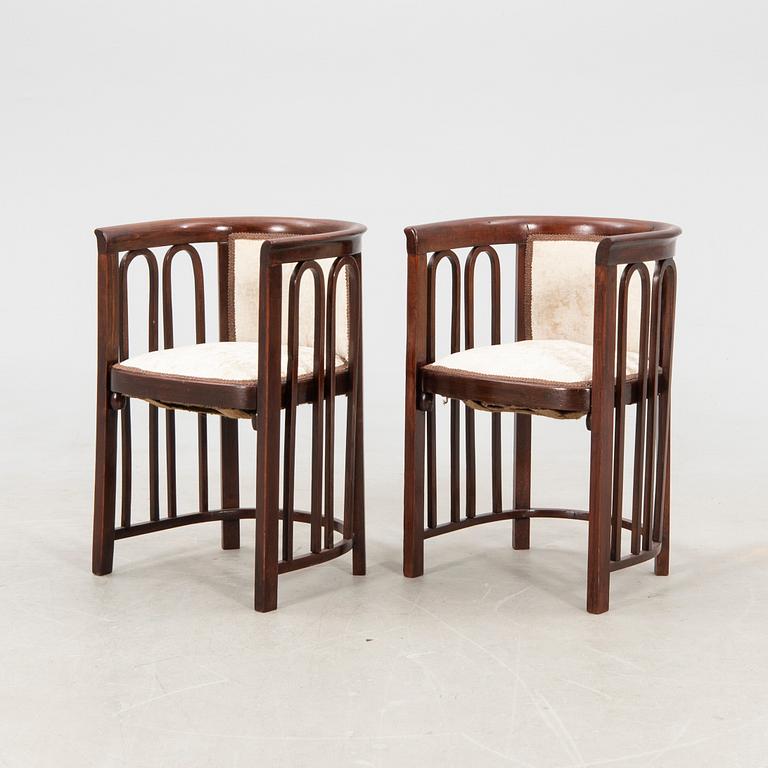 Armchairs attributed to Josef Hoffmann, a pair from the first half of the 20th century.