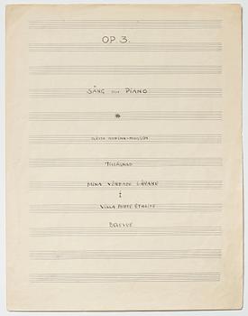 Gösta Adrian-Nilsson, Portfolio with three scores,  "Dialog mellan piano och cello", opus 2, "Sång och piano", opus 3.