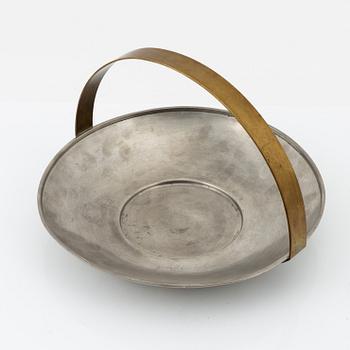 Nils Fougstedt, a pewter and brass dish, Svenskt Tenn, Stockholm 1930.