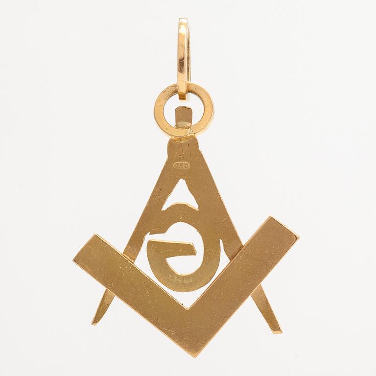 An 18K gold freemason pendant by Alpo Ilmari Martin, Kokkola.
