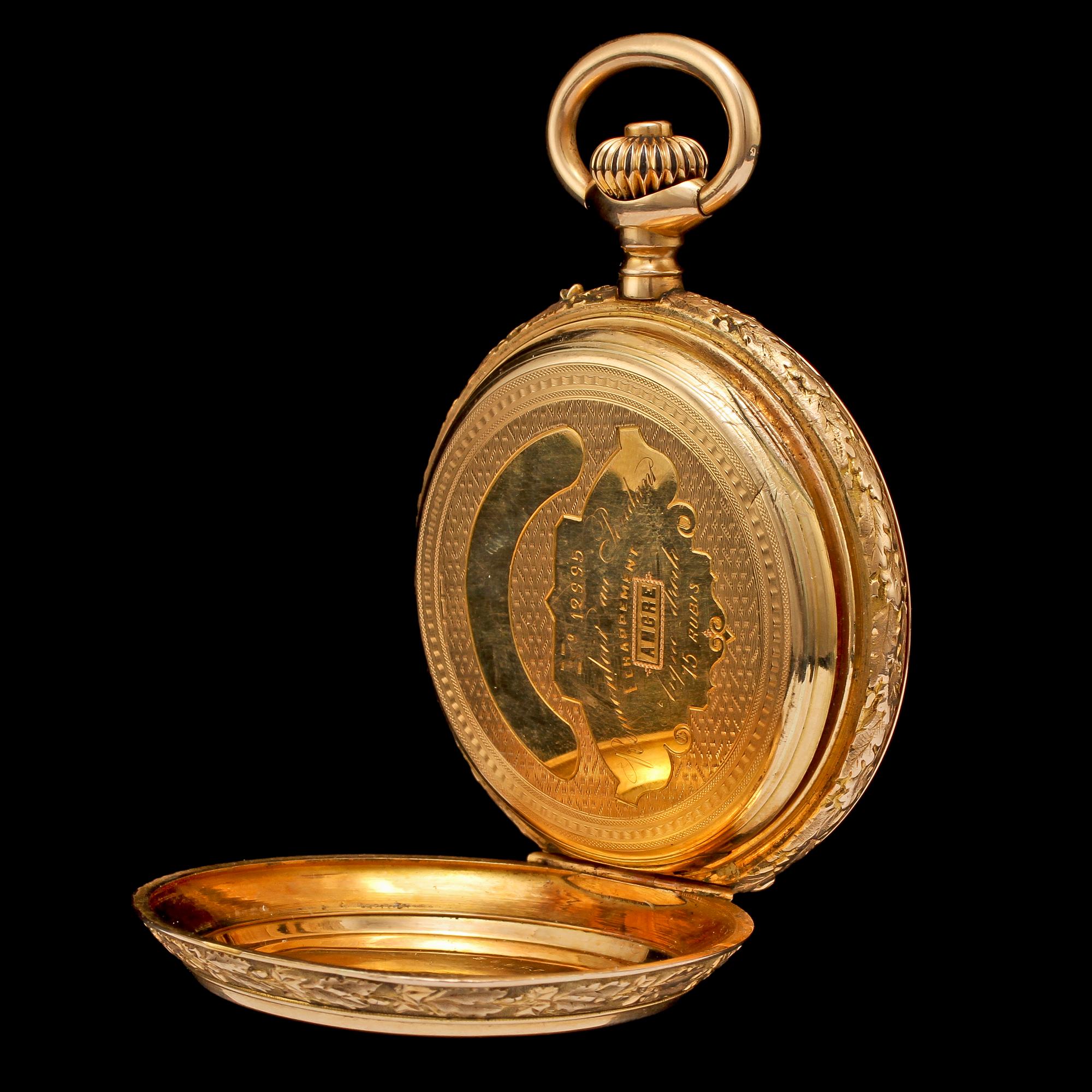 FICKUR, 18k guld, savonett, Charles Lardet, Fleurier, Schweiz, 1900-talets första hälft. Vikt 117 g.