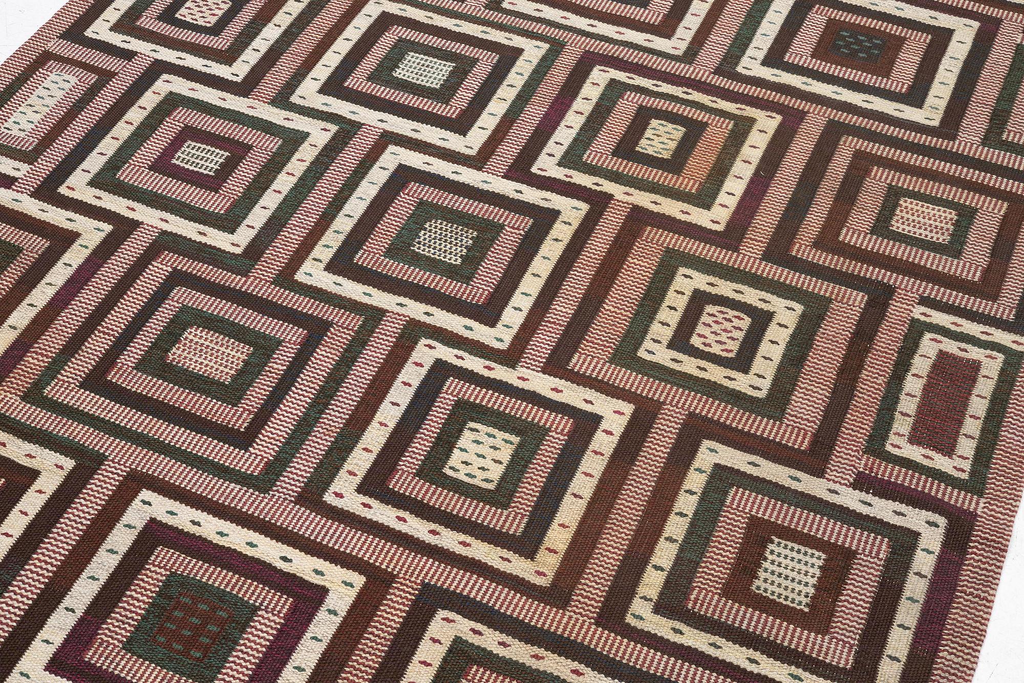 Ann-Mari Forsberg, a carpet, "Tvistrutan", flat weave, c. 275 x 195 cm, signed AB MMF AMF.