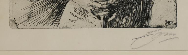 ANDERS ZORN,etsning (II état av II), 1911, signerad med blyerts.