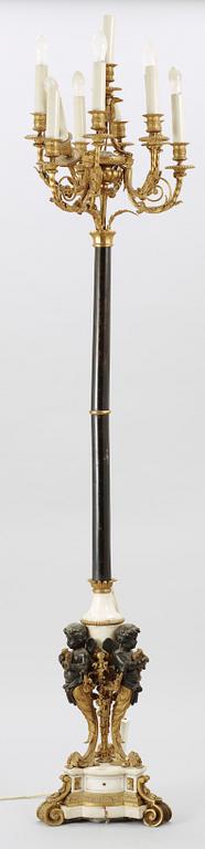 GOLVLAMPA, nyrokoko, brons samt marmor, 1800-talets andra hälft.