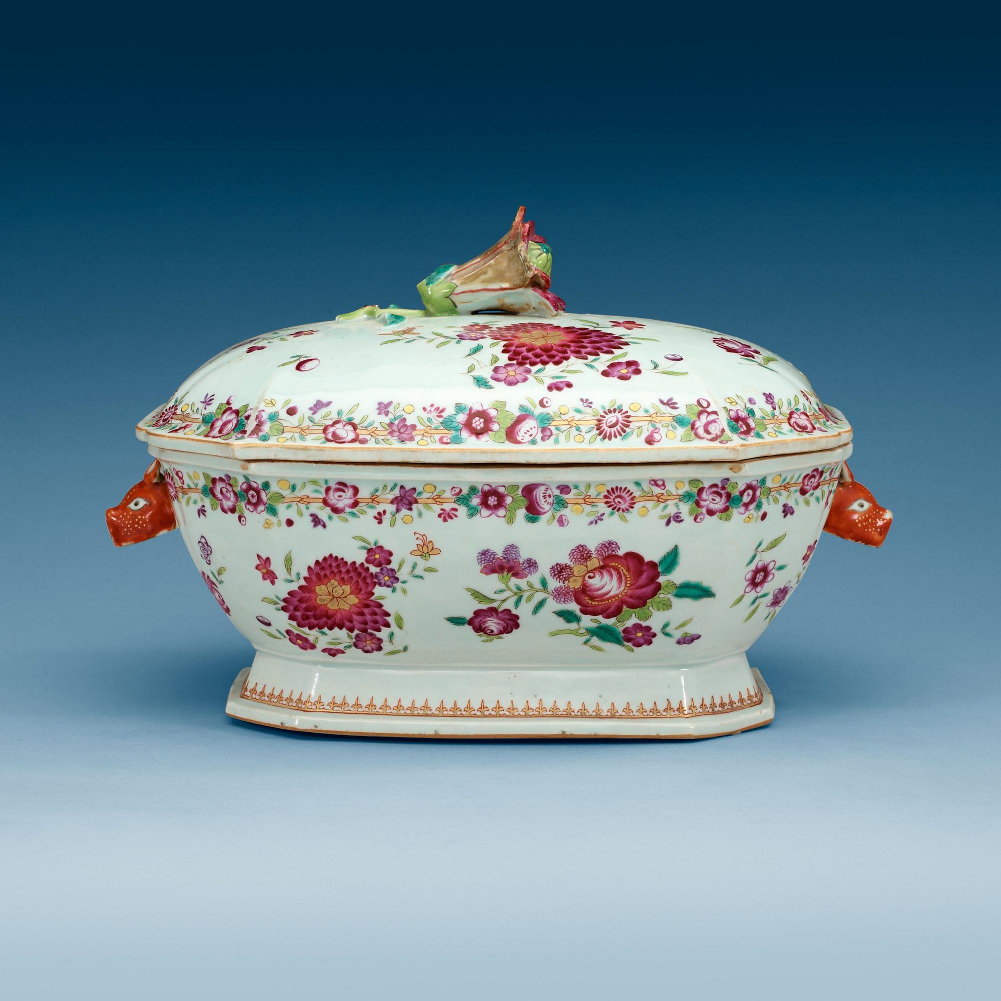 TERRIN med LOCK, kompaniporslin. Qing dynastin, Qianlong (1736-95).
