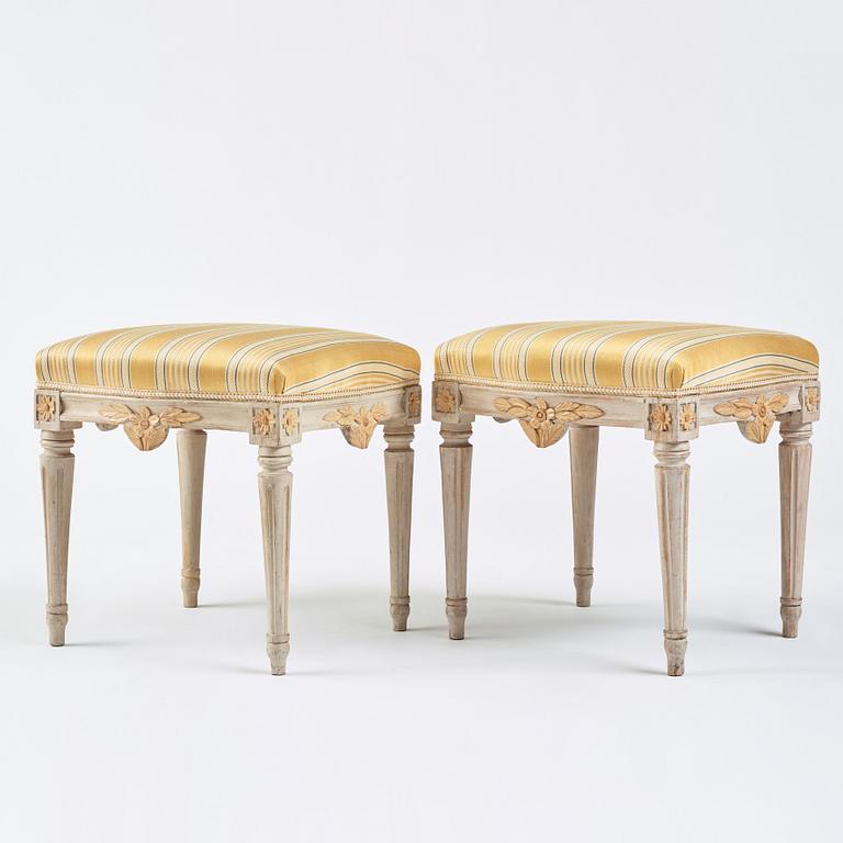 A pair of Gustavian stools by J Malmsten.