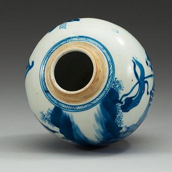 A blue and white jar, Qing dynasty, Kangxi (1662-1722).