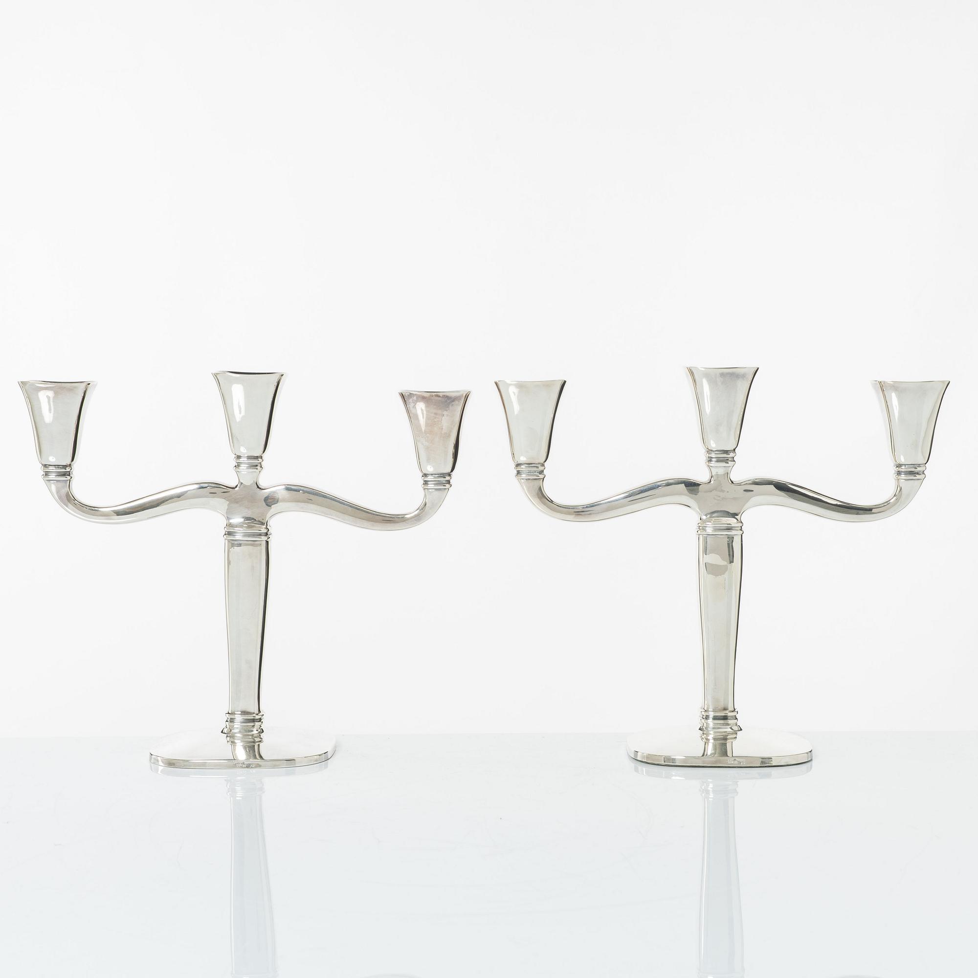 Candelsticks, a pair, silver, first half/mid 20th Century.