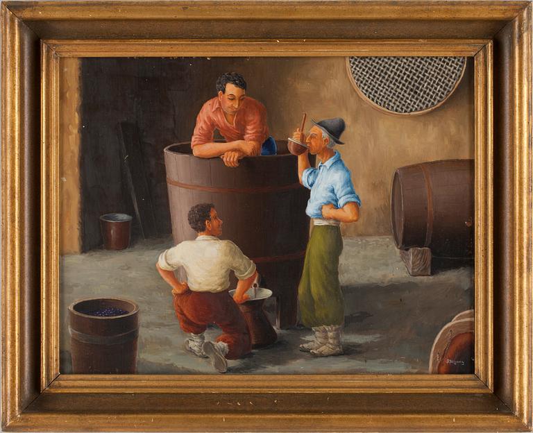 FRITZ HÖGBERG, olja på pannå, sign.