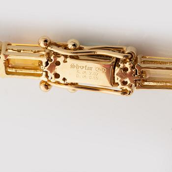 Bracelet 18K gold with multi-coloured sapphires and round brilliant-cut diamonds.